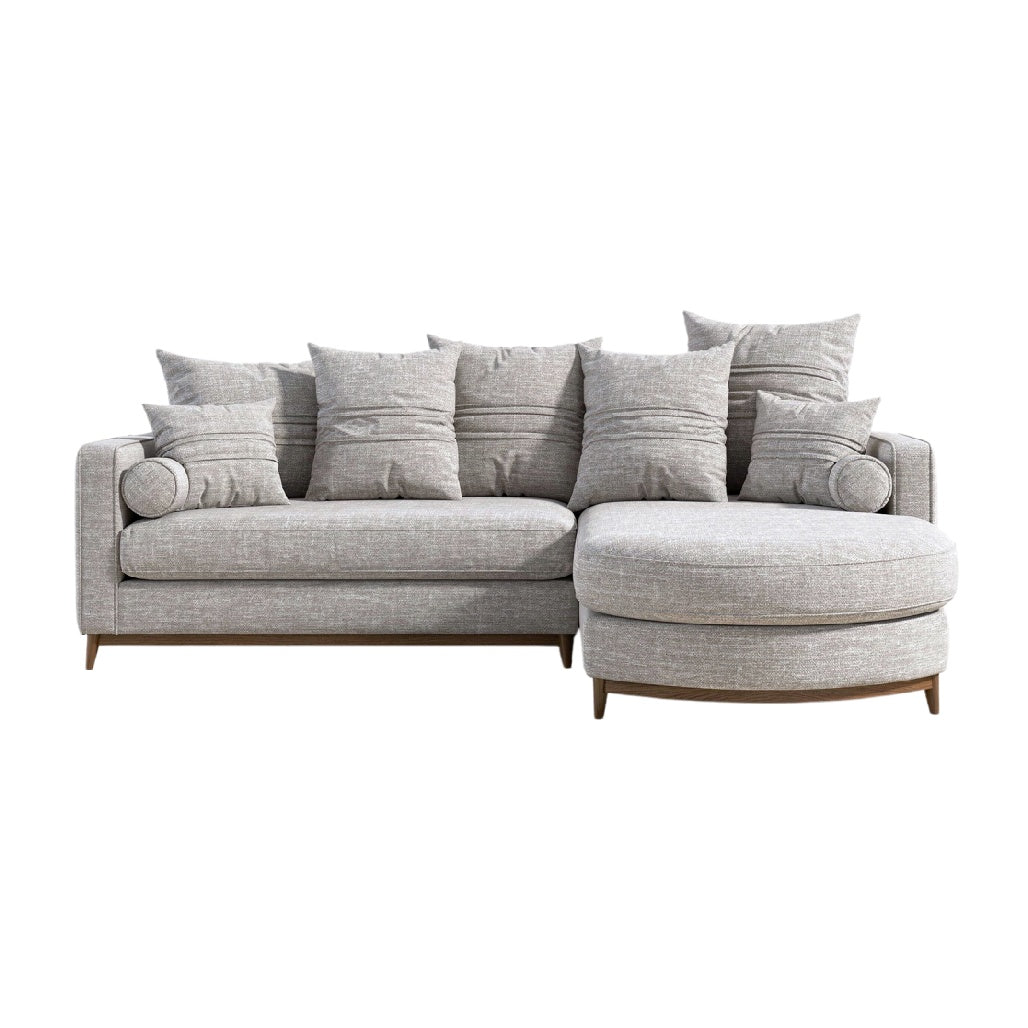 技术标题（波兰语）：**Nowoczesna szara sofa z poduszkami i chaise longue**